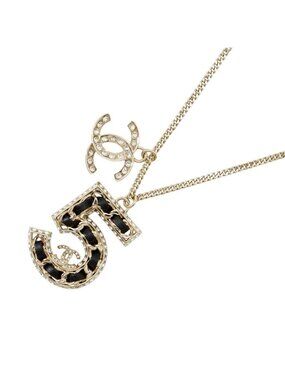 Chanel Necklace CC Logo No 5 Metal Rhinestone